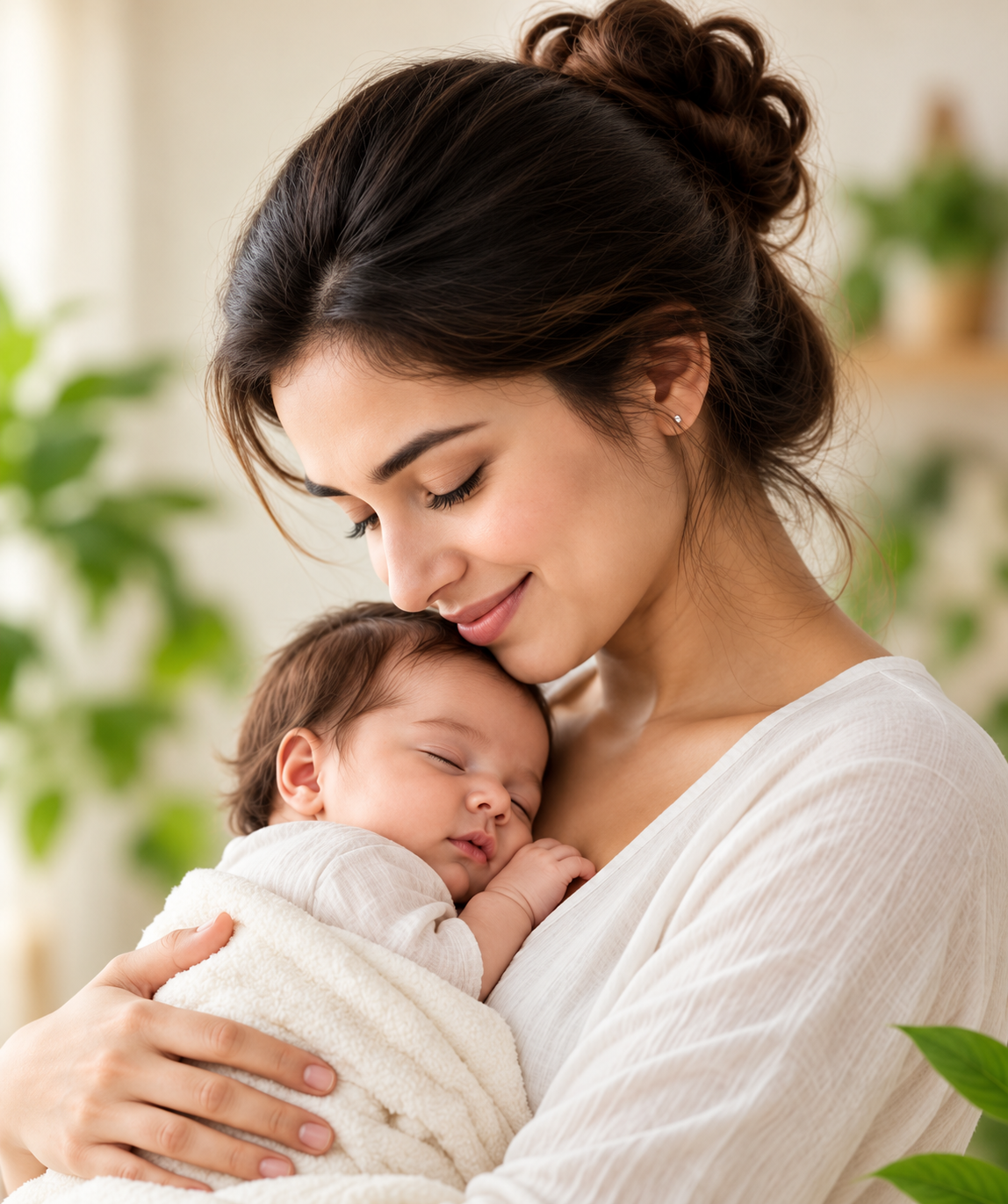 Mother holding her baby - Ayurvedic postnatal care